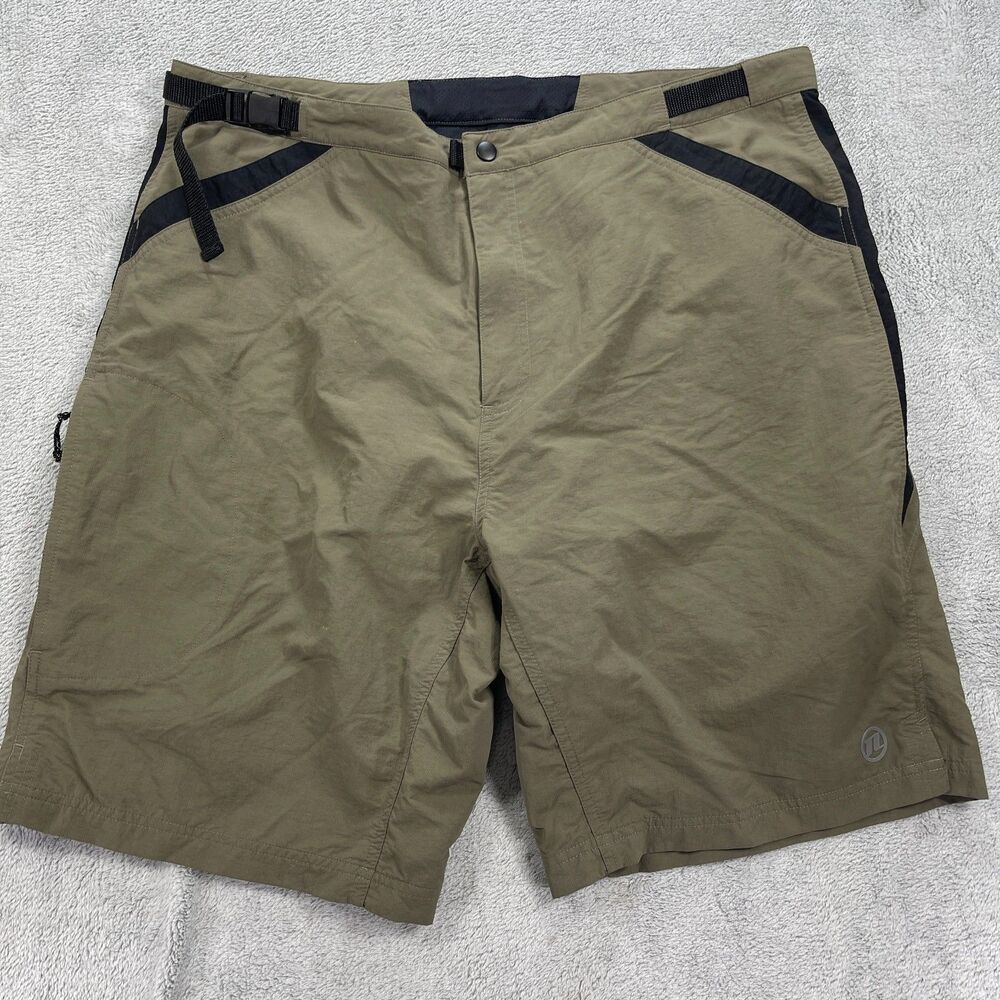 Novara Belted Padded Cycling Shorts Mens XL Brown Nylon Woven High Rise Athletic